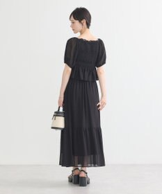 earth music&ecology ＳＥＴ２点フロッキードットブラウス＋スカート