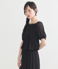 earth music&ecology ＳＥＴ２点フロッキードットブラウス＋スカート