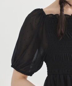 earth music&ecology ＳＥＴ２点フロッキードットブラウス＋スカート