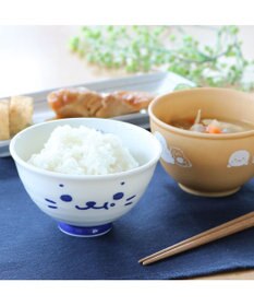 Mother garden しろたん ごはん粒がくっつきにくい ご飯茶碗 《大盛》 《顔ぼん柄/しろたん＆らっこいぬ柄》 単品