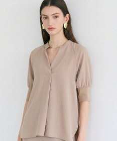 BEIGE， FLEUR / 異素材カフス スタンドカラーブラウス Beige
