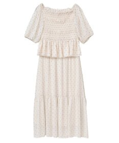 earth music&ecology ＳＥＴ２点フロッキードットブラウス＋スカート