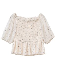 earth music&ecology ＳＥＴ２点フロッキードットブラウス＋スカート