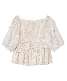 earth music&ecology ＳＥＴ２点フロッキードットブラウス＋スカート