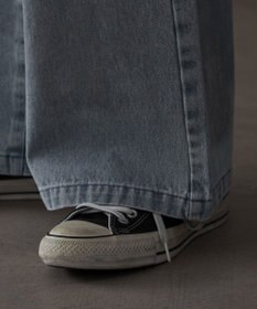 WEGO シルバープリントバギーフレアデニム