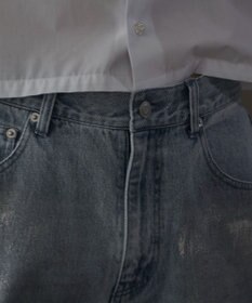 WEGO シルバープリントバギーフレアデニム