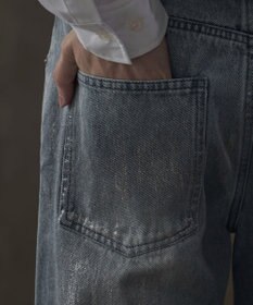 WEGO シルバープリントバギーフレアデニム