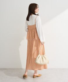 Green Parks ペプラムチェックキャミワンピース