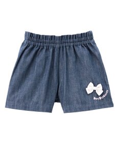 MIKI HOUSE HOT BISCUITS 【80-120cm】 先染めデニム バックフリル キュロットパンツ