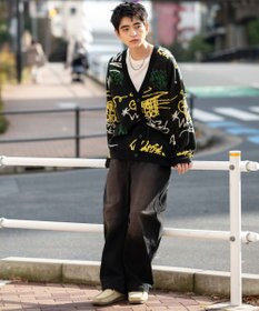 WEGO リラックスフィットパターンカーディガン