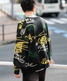 WEGO リラックスフィットパターンカーディガン