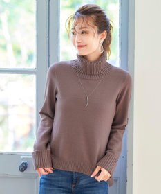 Tiaclasse L 【洗える】もっちり柔らかいリブタートルプルオーバーニット
