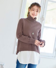 Tiaclasse L 【洗える】もっちり柔らかいリブタートルプルオーバーニット