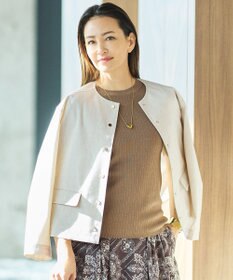 自由区 【カタログ掲載・セットアップ対応】リネンストレッチノーカラー ジャケット