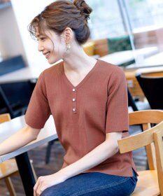 Tiaclasse 【洗える】ボタンニットトップス