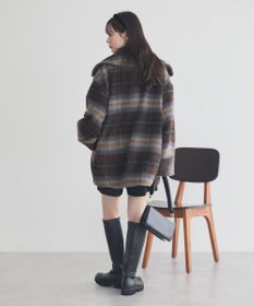 earth music&ecology チェックシャギーコート