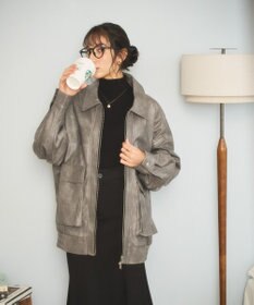 WEGO ヴィンテージライクFレザーブルゾン