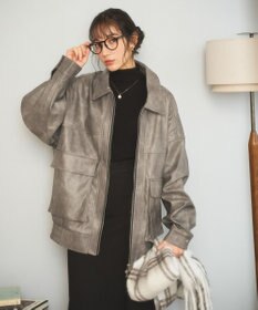 WEGO ヴィンテージライクFレザーブルゾン