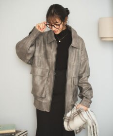 WEGO ヴィンテージライクFレザーブルゾン