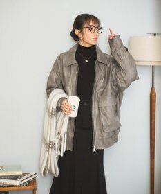 WEGO ヴィンテージライクFレザーブルゾン