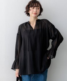 23区 【先行予約】リネンミックスシアースラブ ギャザーブラウス