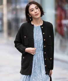 自由区 【XSサイズ～/洗える】テクスチャーコットンブレンド ニットアウター