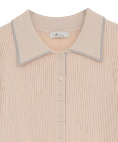 earth music&ecology バイカラートリムロングニットカーディガン