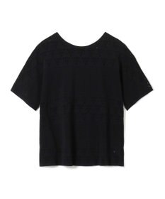 【ノーソーイングニット】ジオメトリックメッシュニットTシャツ, ブラック, M