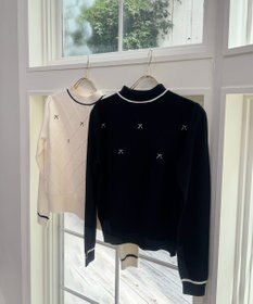 Feroux リボン刺繍ダイア柄 ニット