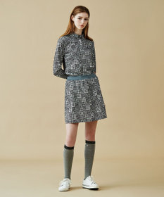 23区GOLF 【WOMEN】【日本製】チェック柄 長袖ポロシャツ