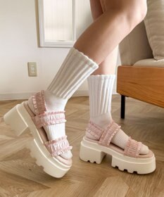 WEGO 厚底フリルギャザーサンダル