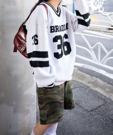 WEGO ナンバリングジャガードVネックニット