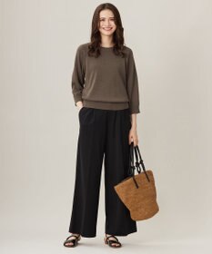 自由区 【洗える】ライトフィールジャージータックワイド パンツ