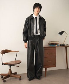 WEGO PUタックワイドトラウザー