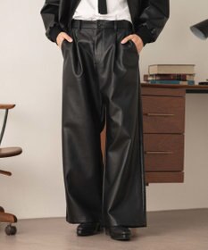 WEGO PUタックワイドトラウザー