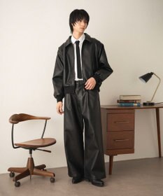 WEGO PUタックワイドトラウザー