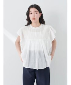 earth music&ecology コットンボイルフリルブラウス