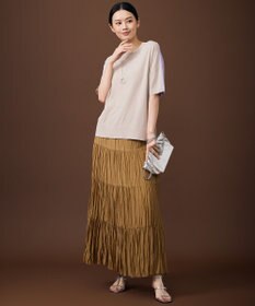 自由区 【大人のバイカラー】ライトクレープストレッチ プルオーバー