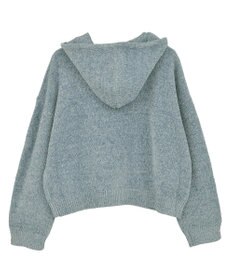 earth music&ecology ベロアフーディージップニットカーディガン