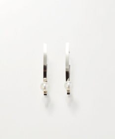 Phoebe 【金属アレルギー対応】クロスラインパールピアス　シルバー/サージカルステンレス