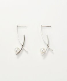 Phoebe 【金属アレルギー対応】クロスラインパールピアス　シルバー/サージカルステンレス