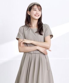 Tiaclasse 【洗える】半袖リボンギャザーフレアワンピース