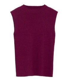 earth music&ecology ランダムリブボトルネックノースリーブニット