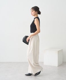 earth music&ecology ランダムリブボトルネックノースリーブニット