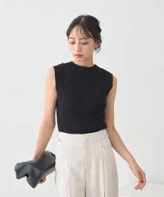 earth music&ecology ランダムリブボトルネックノースリーブニット