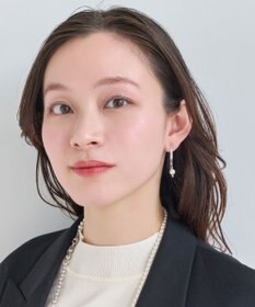 Phoebe 【金属アレルギー対応】クロスラインパールピアス　シルバー/サージカルステンレス