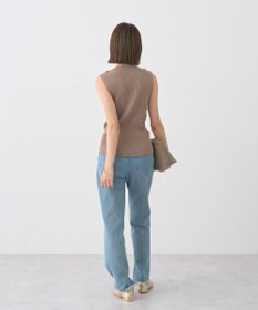 earth music&ecology ランダムリブボトルネックノースリーブニット