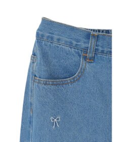 Green Parks ・Ｄｏｕｂｌｅ　Ｆｌａｇｓ　リボン刺繍ストレートデニム