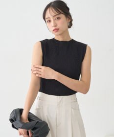 earth music&ecology ランダムリブボトルネックノースリーブニット