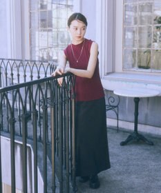 earth music&ecology ランダムリブボトルネックノースリーブニット